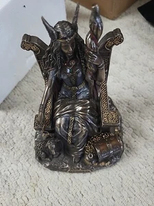 Frigga Norse Goddess Of Love Marriage and Destiny Sitting On Throne Statue - Picture 1 of 10