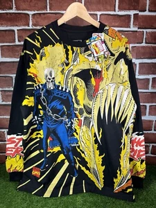 Marvel Comics Ghost Rider AOP Official Licensed Long Sleeve T-Shirt M/L NWT - Picture 1 of 16