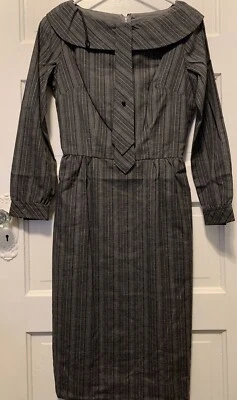 VESTIDO GRIS LÁPIZ ONDULANTE MEDIADOS DE SIGLO VINTAGE SECRETARIA GEEK AÑOS 40 CALIFORNIA Foto 1 de 4