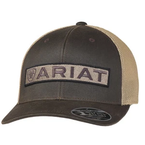 Cappellino da baseball uomo ARIAT marrone pelle oliata Flex Fit 110 - Foto 1 di 1