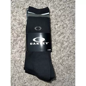 OAKLEY ESSENTIAL SOCKS MEN'S BLACK 900271 LARGE (3 PACK) NWT 10-13 - Picture 1 of 4