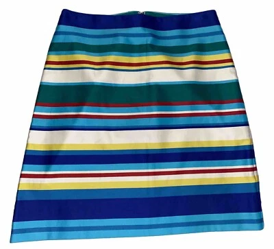 "Falda Talbots Algodón Satén Rayas Línea A Talla 4 Nueva Sin Etiquetas Cintura 30"" L 20""" Foto 1 de 4