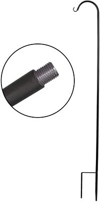 Gancho de pastor ajustable negro 65 pulgadas acero inoxidable percha para plantas poste de alimentación de aves Foto 1 de 4