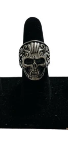 Anillo de acero inoxidable calavera grande motociclista para hombre talla 10 nuevo - Imagen 1 de 7