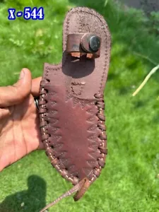 GENUINE LEATHER ENGRAVED CUSTOM HANDMADE SHEATH FOR FIXED BLADE KNIFE / HOLSTER - Picture 1 of 4