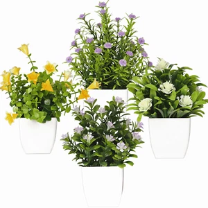 4 Stück Künstliche Blumen Topfpflanzen Realistisch Faux Eukalyptus Grünzeug Dekor - Bild 1 von 12