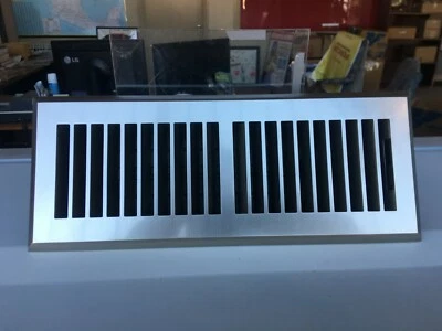 Nickel Satin Floor Air Register 4x12" New, Looks Like Steel But It Is Plastic - Image 1 of 2