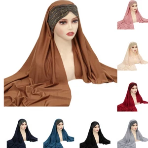 Sciarpe donna musulmana pronta da indossare turbante islamico hijab cappello sciarpa istantanea avvolgente - Foto 1 di 43
