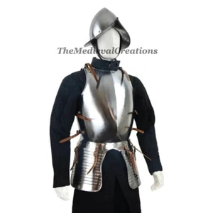 Knight Steel Armor Suit, Battle Warrior Crusader Armor Helmet Halloween Costume - Bild 1 von 2