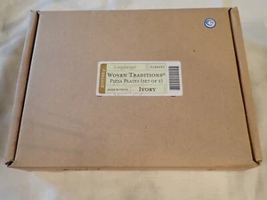 NEW SET OF 2 LONGABERGER #3188490 WOVEN TRADITIONS IVORY PIZZA PLATE BIG SLICE! - Picture 1 of 5