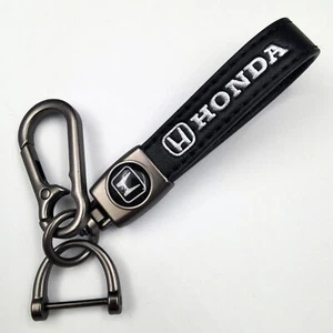Auto Leder Schlüsselanhänger Lanyards für Honda Embleme Keyring Metall Schwarz - Bild 1 von 2