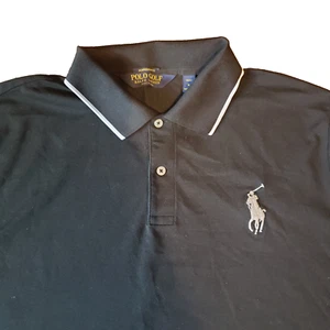Polo Golf Ralph Lauren Performance Pro Fit Camicia Uomo XL Nero DIFETTO - Foto 1 di 24