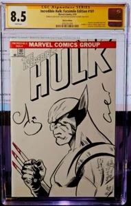 HULK #181 FACSIMILE 2X signed + Wolverine Sketch By Esau & Isaac Escorza CGC 8.5 - Picture 1 of 2