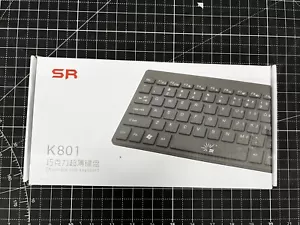SR Small Keyboard Thin Slim Portable Wired US English, Black. Model: K801 - Picture 1 of 5