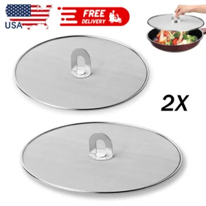 2 Stainless Steel Splatter Screen For Frying Pan Fine Mesh Grease Splatter Guard - Picture 1 of 11