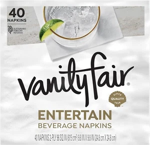 tVanity Fair Entertain Paper Napkins, 40 Count, Disposable Napkins Made For E... - Picture 1 of 10
