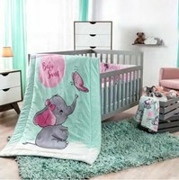 geenny optimababy pink grey elephant 6 piece baby girl nursery crib bedding set