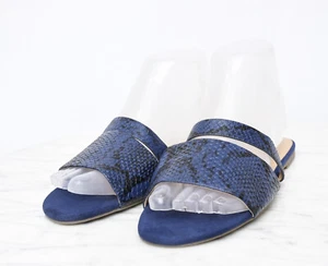 BANANA REPUBLIC Double Strap Sandal Snake Print Leather Slide Womens Sz 7 - Picture 1 of 6