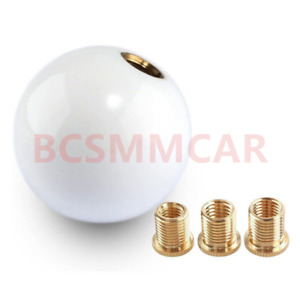 Acrylic White Round Ball Shift Knob Car Manual Gear Shifter Head W/3 Adapters