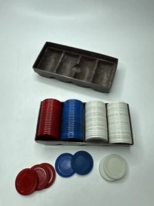 Juego de fichas de póker retro en contenedor de resina remolino marrón y blanco juego vintage - Imagen 1 de 6