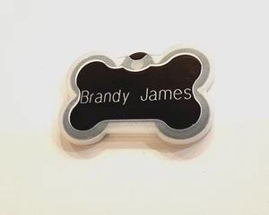 CUSTOM ENGRAVED PET TAG BLACK BONE SHAPE WITH SILENCER DOG PERSONALIZED ID TAGS - Picture 1 of 2