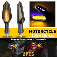 2 PCS Amber/Blue Motorcycle LED Flowing Turn Signal Light Indicator Blinker Lamp