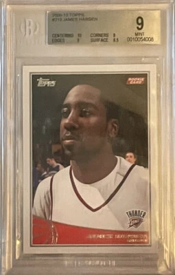 2009 09-10 TOPPS JAMES HARDEN ROOKIE CARD RC BGS GRADED 9 10 Centering 76ers 🔥 - Image 1 of 2