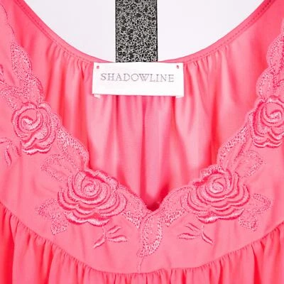 Vintage Shadowline Robe LARGE & Gown 1X Set Pink Rose Flower Embroidery USA MADE - Image 1 of 4