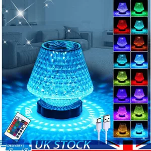 RGB LED Crystal Table Lamp Diamond Rose Bar Night Light Touch Atmosphere Bedside - Picture 1 of 8