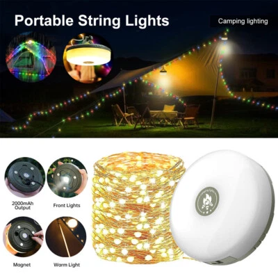 Portable LED Camping String Lights Lantern Waterproof USB Rechargeable Magnetic - Image 1 of 4