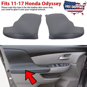 2Pc For Honda Odyssey 2011-2017 Door Armrest Replacement Cover Leather Dark Gray - Picture 1 of 9