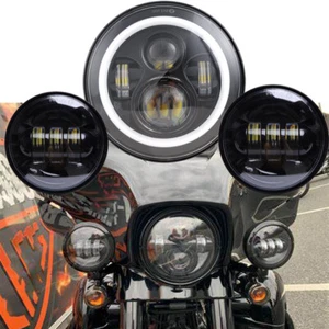 Round 7" LED Headlight + 4.5" Fog Passing Light For Harley Touring Ultra Limited - Bild 1 von 12