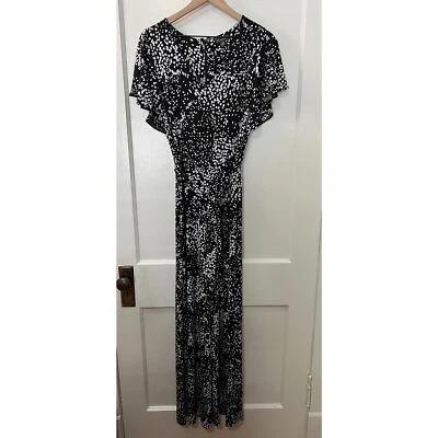 Mono para mujer The Limited manga corta negro blanco estampado corbata cinturón talla M Foto 1 de 4