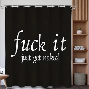 Get Naked Shower Curtain Bathroom Set Funny Black Durable Waterproof Polyeste... - Picture 1 of 5