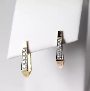 Preciosos pendientes de aro con bisagras de diamante de oro amarillo de 14 K 0,45 quilates 7/8" - 5276 - Imagen 1 de 6