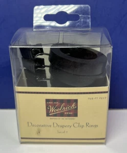 Woolrich Home Decorative Drapery Clip Rings Set of 7 Black Wood Metal Clips - Picture 1 of 6