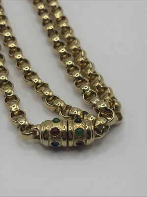 "Collar vintage RAU KLIKIT 28"" tono dorado colección cabujón" Foto 1 de 4