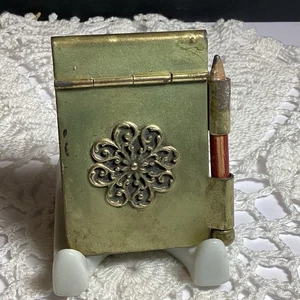 VINTAGE MINIATUR TASCHE MESSING NOTIZBUCH VERRIEGELUNG STIFTEHALTER - Bild 1 von 11