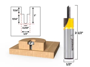 Counter Bore & Screw Slot Router Bit - 1/2" Shank - Yonico 14198 - Picture 1 of 1