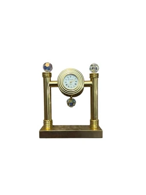 Elgin Goldtone Desk Clock Gold color Portable Swiss Quartz Paris design - Image 1 of 3