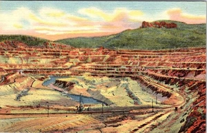 MINING, Open Pit Copper Mine, SANTA RITA, New Mexico Linen Postcard - Curt Teich - Picture 1 of 2
