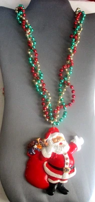 Divertido Collar Suéter Navidad con Multi Cuentas y Colgante Cerámica Papá Noel Foto 1 de 4