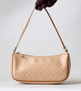 CELINE Macadam Mini Shoulder Bag Vintage Brown Beige CE00/13 Made in Italy - Picture 1 of 13