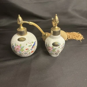 Lot Of 2 VINTAGE AYNSLEY Atomizers DECORATIVE BLUE BIRD/FLOWERS PORCELAIN - Picture 1 of 11