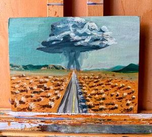 Original oil painting, western art, 8"x6" panel, Backroad to Trinity (study) - Picture 1 of 2