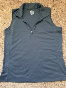 Polo da golf Slazenger donna taglia Med senza maniche blu quarto di zip - Foto 1 di 7