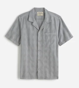 Camisa de Campamento Madewell Para Hombres Gris Fácil Ajuste Manga Corta Texturizada Dobby Talla Grande NUEVA - Imagen 1 de 8
