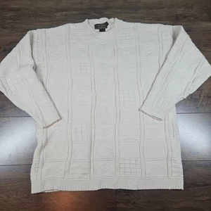 Eddie Bauer Sweater Women's Large Crew Neck 100% Cotton Ivory  Made in the USA - Picture 1 of 6