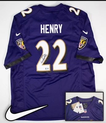 Camiseta deportiva firmada por Derrick Henry Baltimore Ravens Nike réplica juego XL (Beckett) Foto 1 de 4
