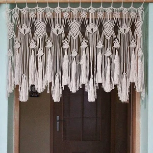 Cortinas Macramé Cenefa con Cuentas para Kichen Boho Ventana Puerta Corta Curta... - Imagen 1 de 7